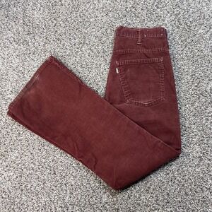Vintage Levis 646 28x30 Corduroy Pants Burgundy Flare Leg Wine Red White Tab